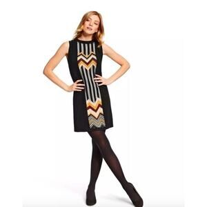 Missoni for Target Black Zig Zag Gold Stripe Shift Sweater Dress L